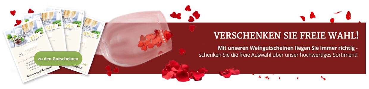 Wein-Wertgutscheine als Geschenk zum Valentinstag